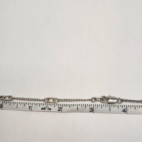 Kenneth Cole Silver Tone Y Drop Chain Necklace Clear Crystal Bar Minimalist - Picture 6 of 6